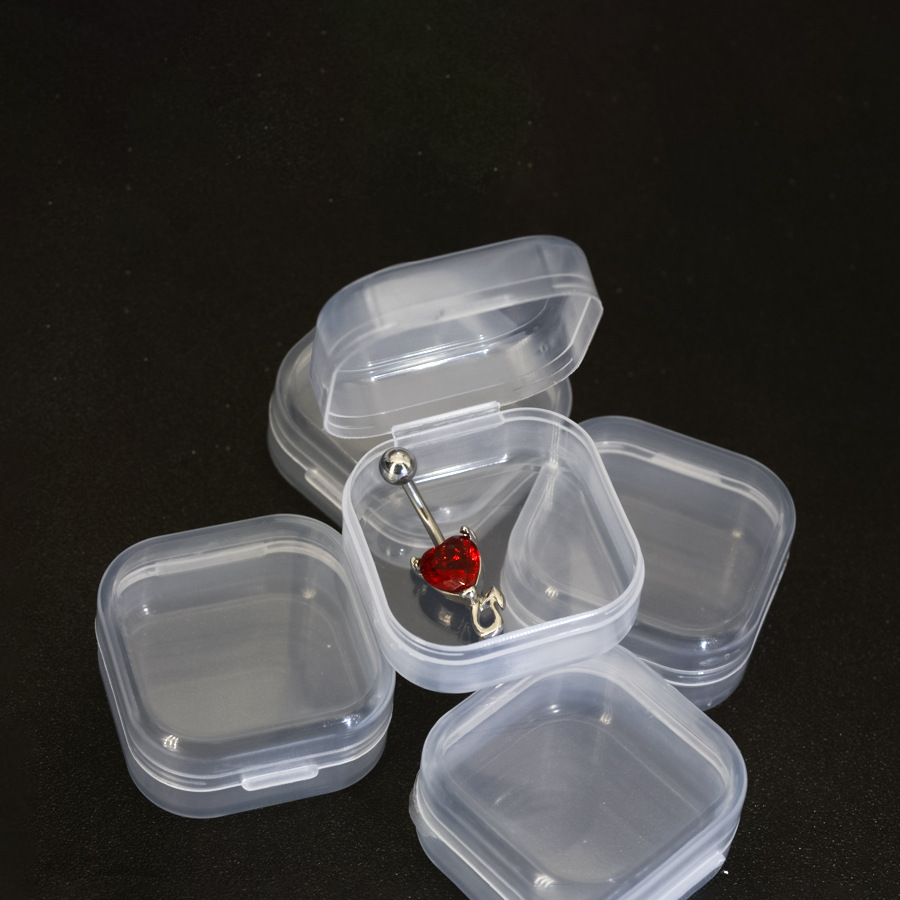 Small Square 3.5x 3.5x 2cm Transparent Plastic Box Transparent Long Earplug Box Jewelry Mini Storage Box