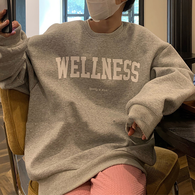 Picture of Velvet Loose Casual Sweatshirt Women's Autumn and Winter Outwear Vintage Round Neck Long-Sleeved Bottoming Shirt Top Export Korean Women's Clothing