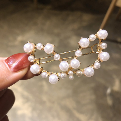 Picture of South Korea Dongdaemun Hair Clip Women's Pearl Series Bangs Clip Simple Simple Hair Clip Internet Popular Same Style Hair Clip Hair Accessories New
