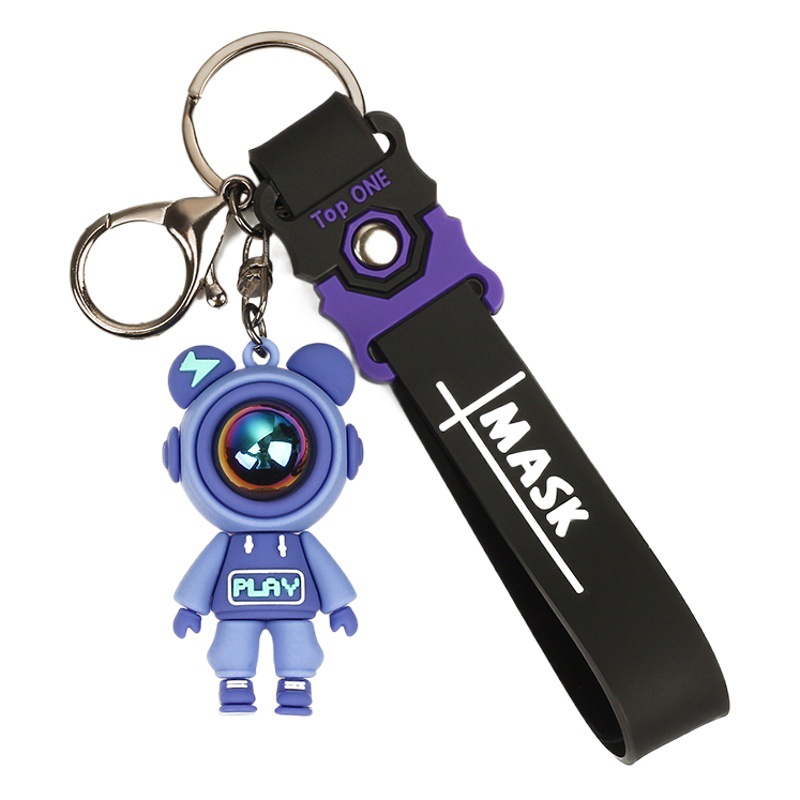 Cross-border cartoon cute PVC lightning bear keychain doll wholesale female schoolbag bear pendant male car ornaments