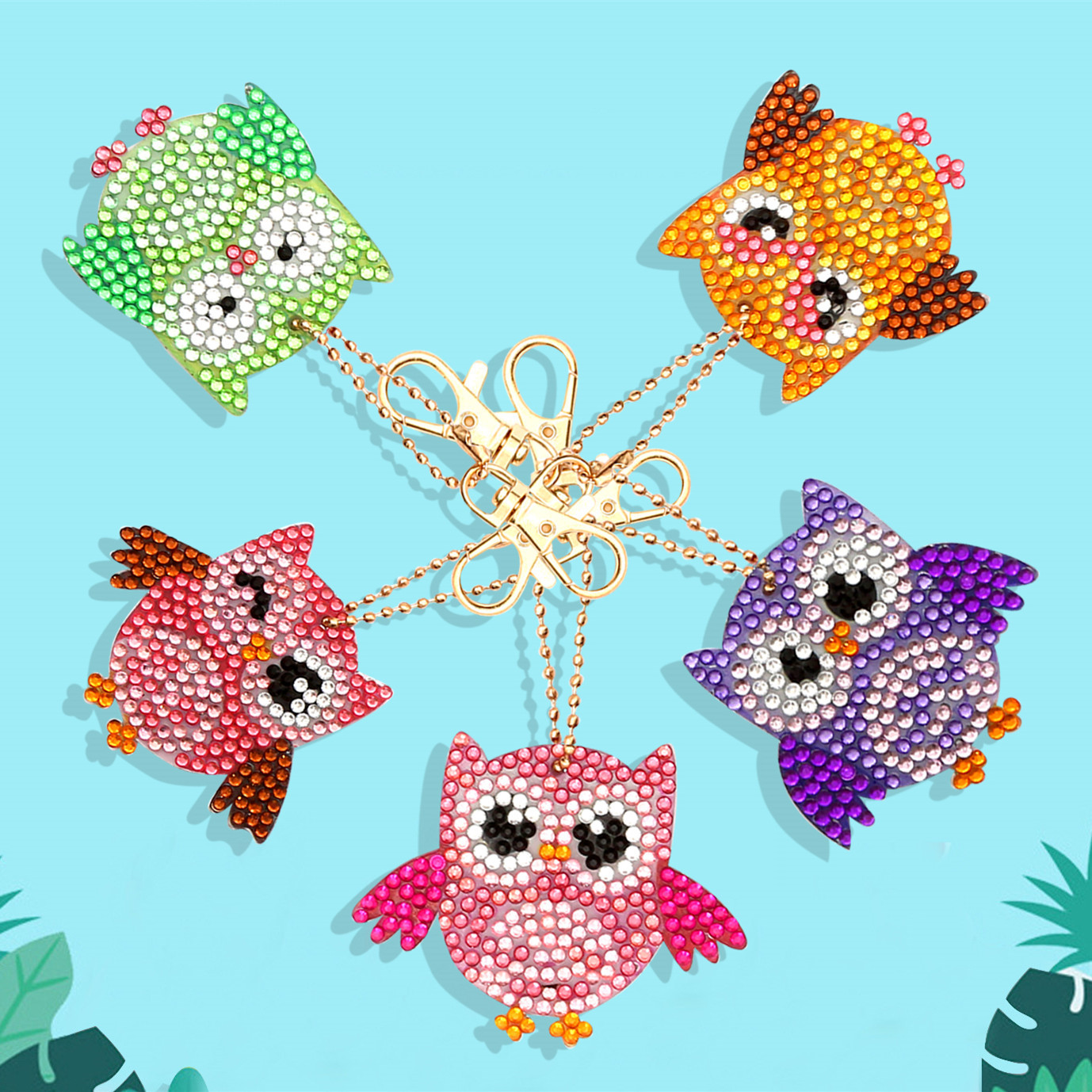 Picture of Creative DIY Keychain Diamond Painting Cartoon Bear Handmade Bag Car Decorations Small Pendant Spot Supply