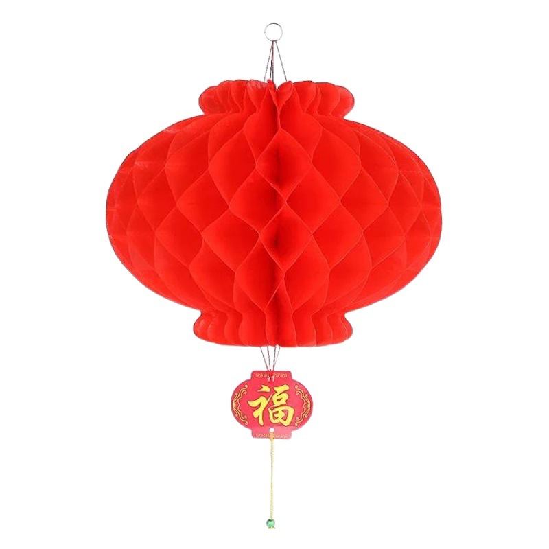 Wholesale honeycomb plastic paper lantern Spring word Fortune Small Red Lantern national day spring festival wedding shopping mall hotel decoration