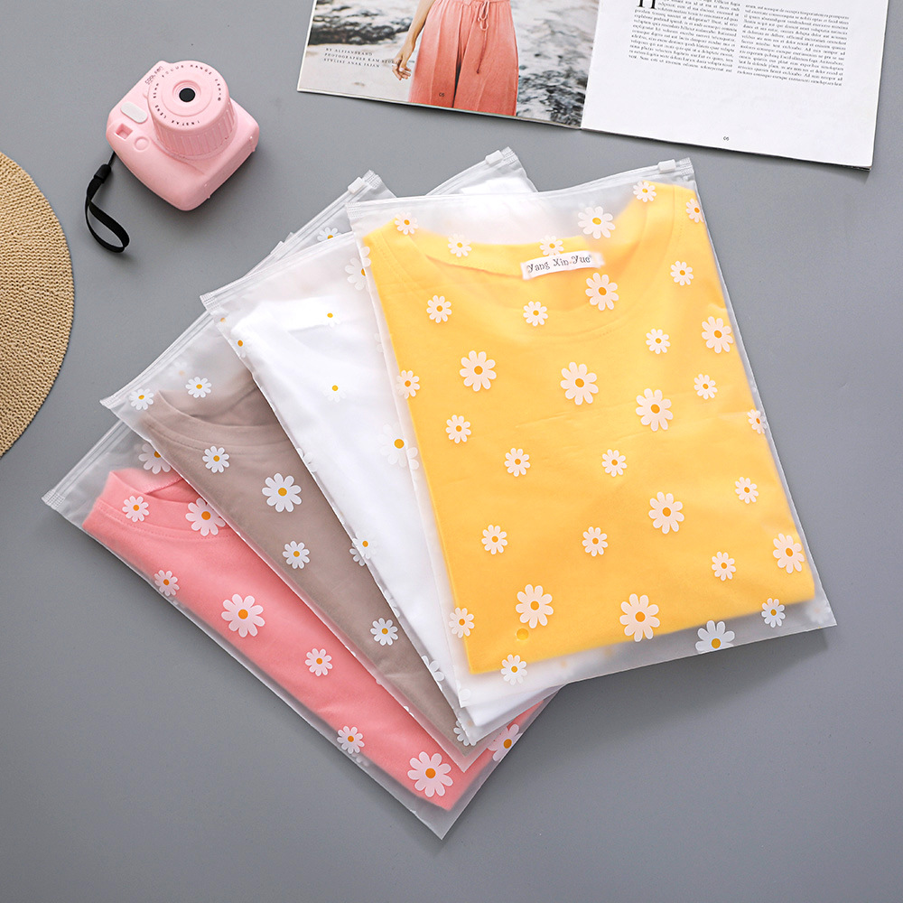 Daisy Frosted Bag Clothing Zipper Bag Travel Storage Bag Clothing Packaging Bag Yellow Chrysanthemum Plastic Eva Packaging Bag