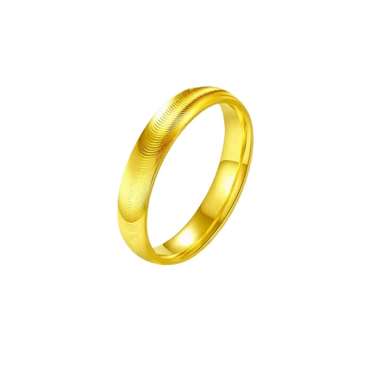 Light Luxury European and American Cross-Border Cat-Eye Ring Women's Titanium Steel Non-Fading Internet Celebrity Water Ripple Plain Ring Niche Jewelry