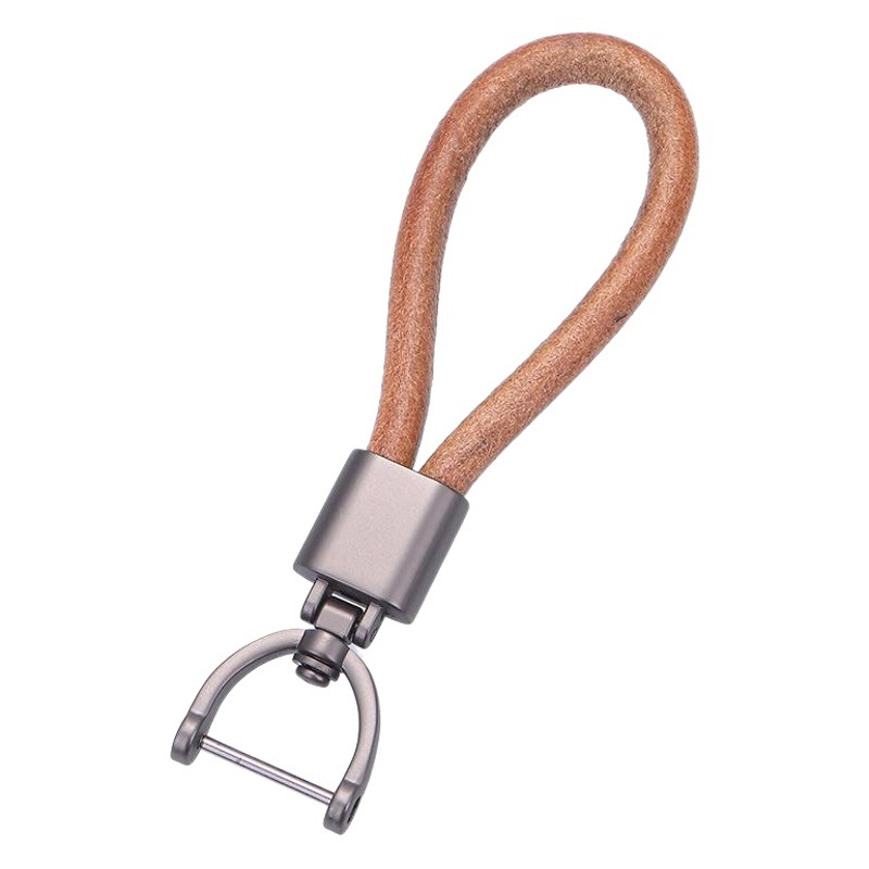 Creative Keychain, Wear-Resistant Cowhide, Retro Simple Hardware Accessories, Men's Anti-Drop Car-Specific Gift Metal