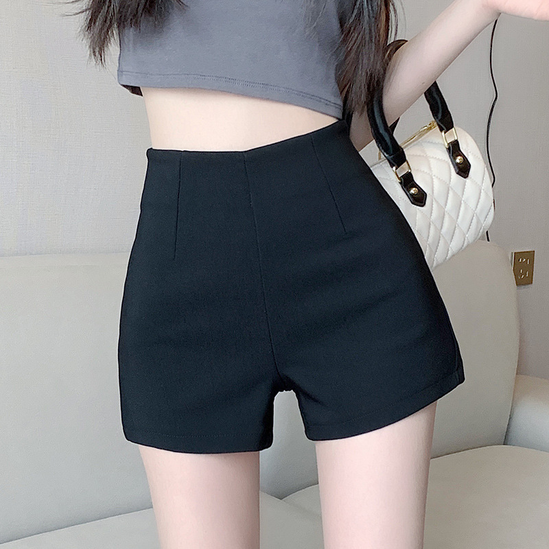 White suit shorts, women's summer tight high waist, slim leggings, small people wear hot pants outside the A-line