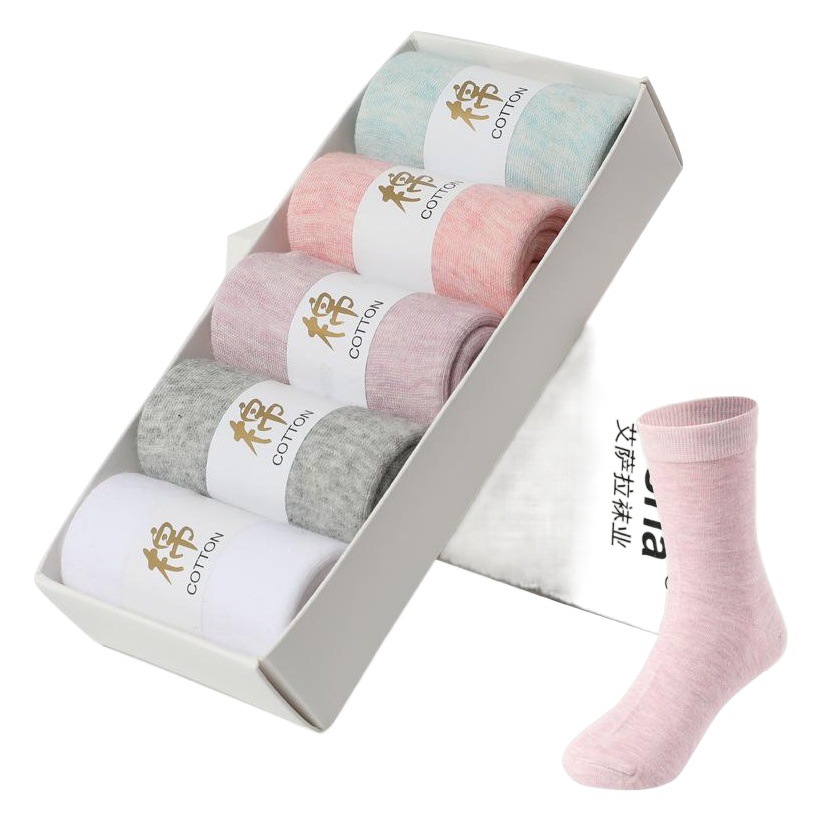 Gift Box 5 pairs socks women's mid-calf socks business socks women's socks cotton stockings autumn and winter one-piece delivery