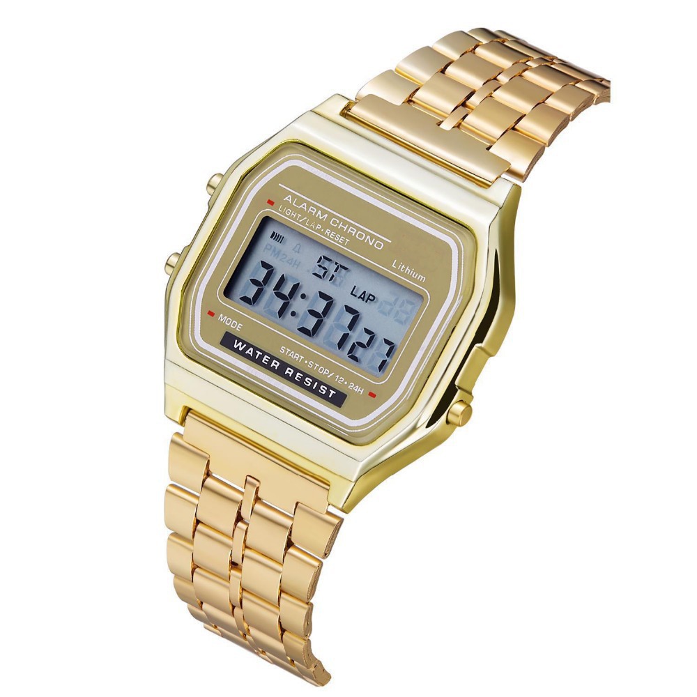 Picture of 2023 steel belt led electronic watch ultra-thin gold and silver Cold Light watch F91W steel belt Harajuku style fashion multi-function table