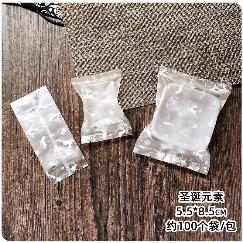 Cute Christmas Red Elk flat pocket cow rolled biscuit bag gift packaging bag candy machine bag 100