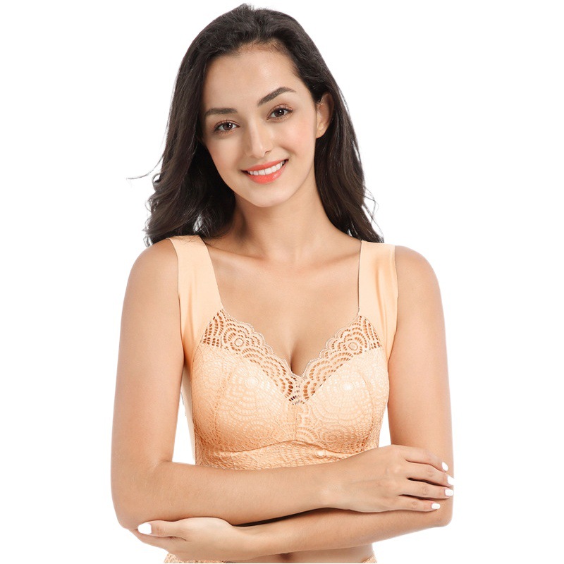 No Steel Ring Foreign Trade Underwear plus size Sexy Lace Sports Sleep Vest Bra chubby girl Thin Push-up Bra