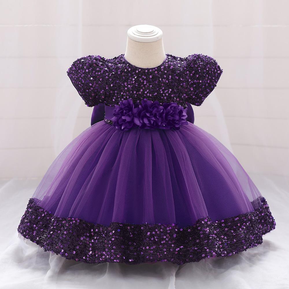 Foreign trade new baby girl dress sequined puffy skirt female treasure mesh party catwalk dress birthday party dress