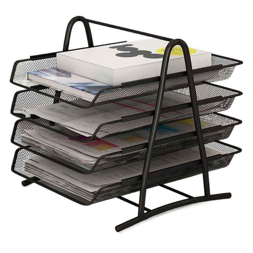 Iron net four-layer file shelf file tray file box 9204 data column magazine column bookshelf multi-layer storage rack