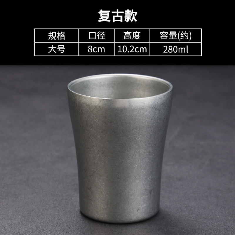 Picture of Korean 304 stainless steel double-layer water cup barbecue restaurant golden beer cup household anti-scald heat insulation cup small waist