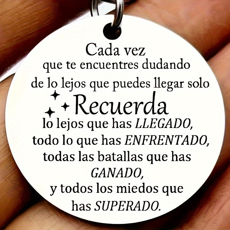 Picture of Customized German Russian Spanish Stainless Steel Keychain Commemorative Blessing Colleagues Keychain Can be customized with graphics and text