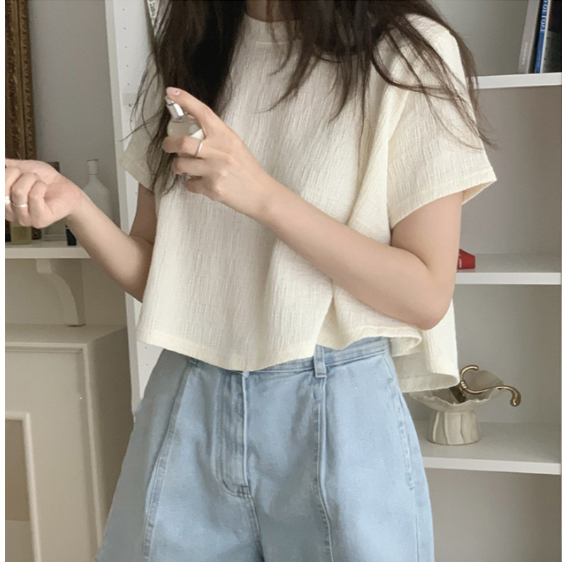 Wholesale Irregular T-shirt Women's Summer Design Korean Style Loose Half Sleeve T-shirt Small Fresh Short Top for Hair