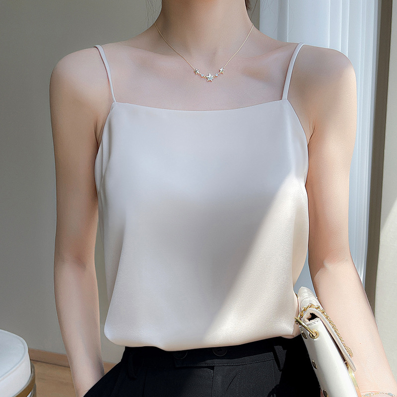 Picture of Camisole women's outer wear western style 2023 new suit inner base acetate satin slimming artificial silk top