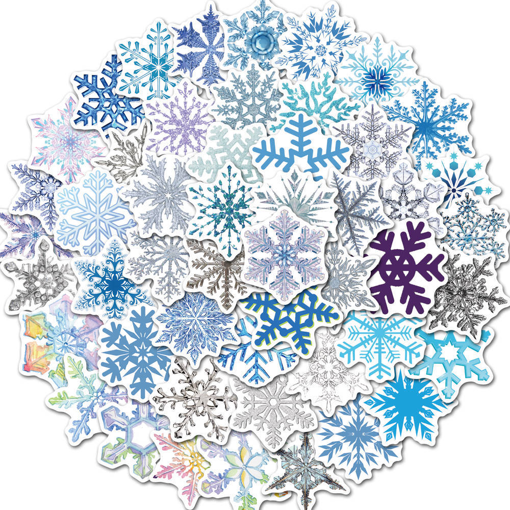 50 pieces Christmas decoration stickers Christmas snowflake window stickers window decoration waterproof stickers glass cabinet door stickers removable