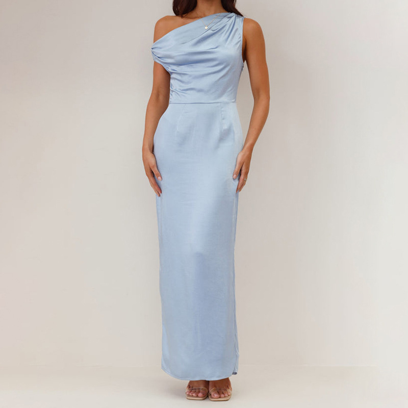 Europe and the United States cross-border summer new sleeveless hip long high waist dress Amazon women's sexy sleeveless long