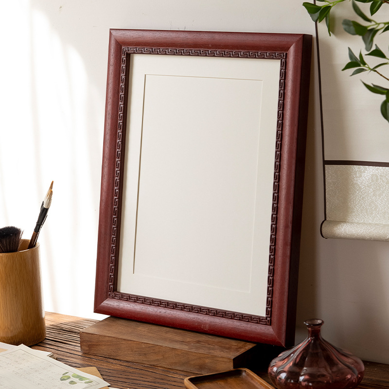 Picture of New Chinese Calligraphy and Painting Mounting Frame Calligraphy Chinese Painting Frame Wall Hanging Cross-stitch Wooden Frame Photo Frame Customized Any Size