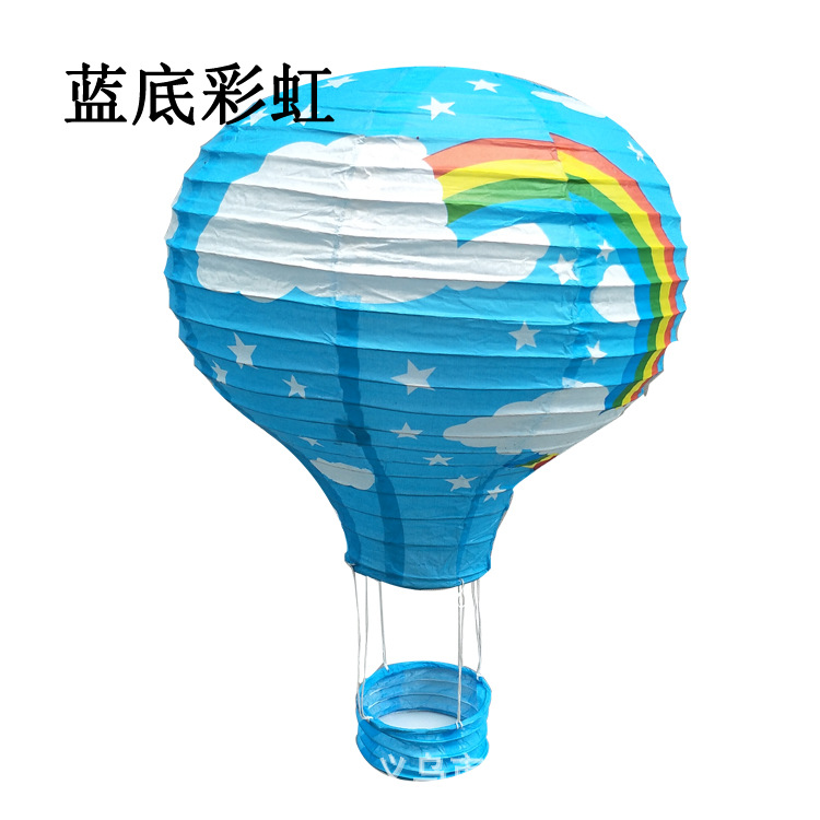 Picture of 2020 new manufacturers wholesale hot air balloon paper lantern two-color stitching rainbow export wedding paper lantern decoration
