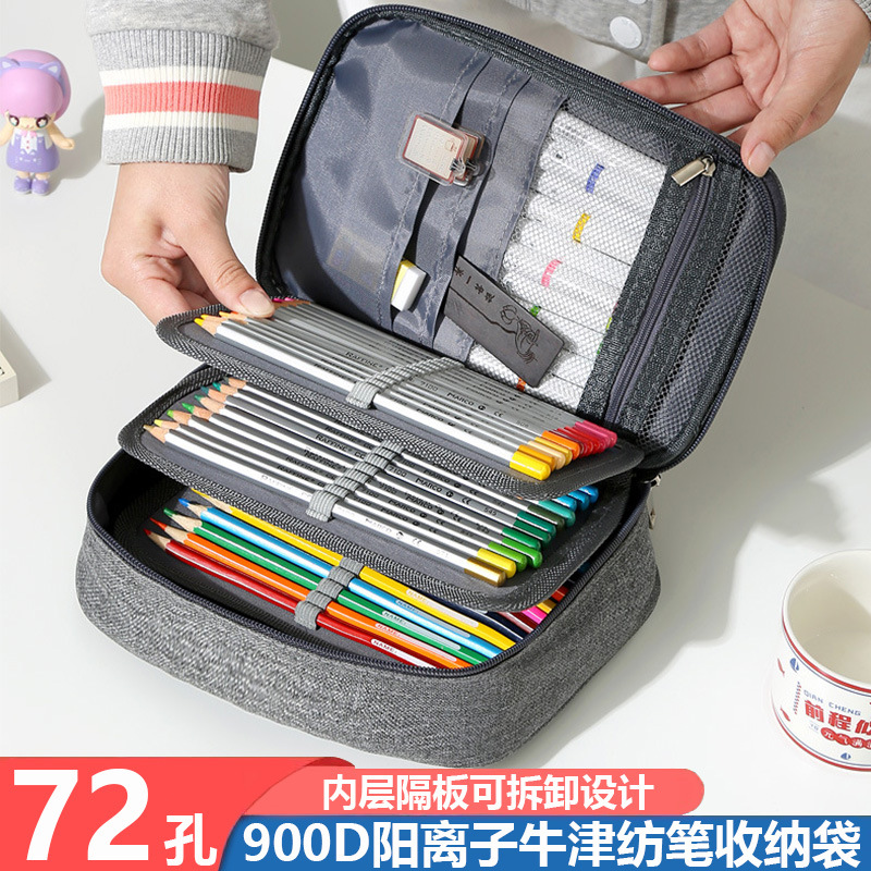 Picture of 72 Hole Sketch Pen Storage Bag Amazon Hot Student Pencil Bag Three-Layer 24 Hole 48 Hole Pencil Stationery Storage Bag
