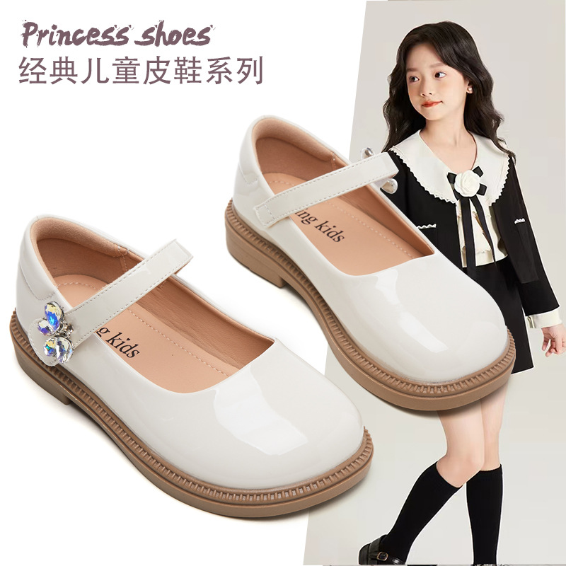 Girls Princess Shoes 2025 New Children's Small Leather Shoes Women's Spring and Summer Girls Leather Shoes White Princess Mary Jane Shoes