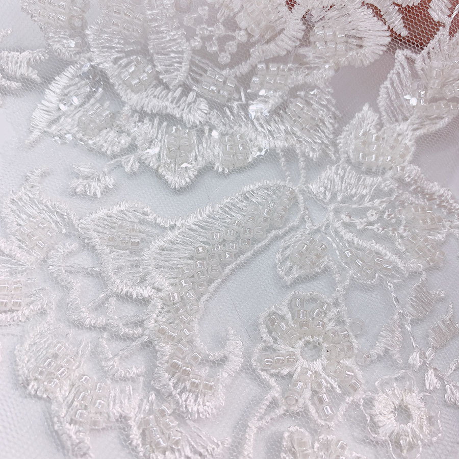 Picture of Haowu New Style Bead Bead Tube Bead Embroidery Pair Wedding Stickers Bridal Dress Flower Stickers Garment Lace Accessories Cloth Stickers