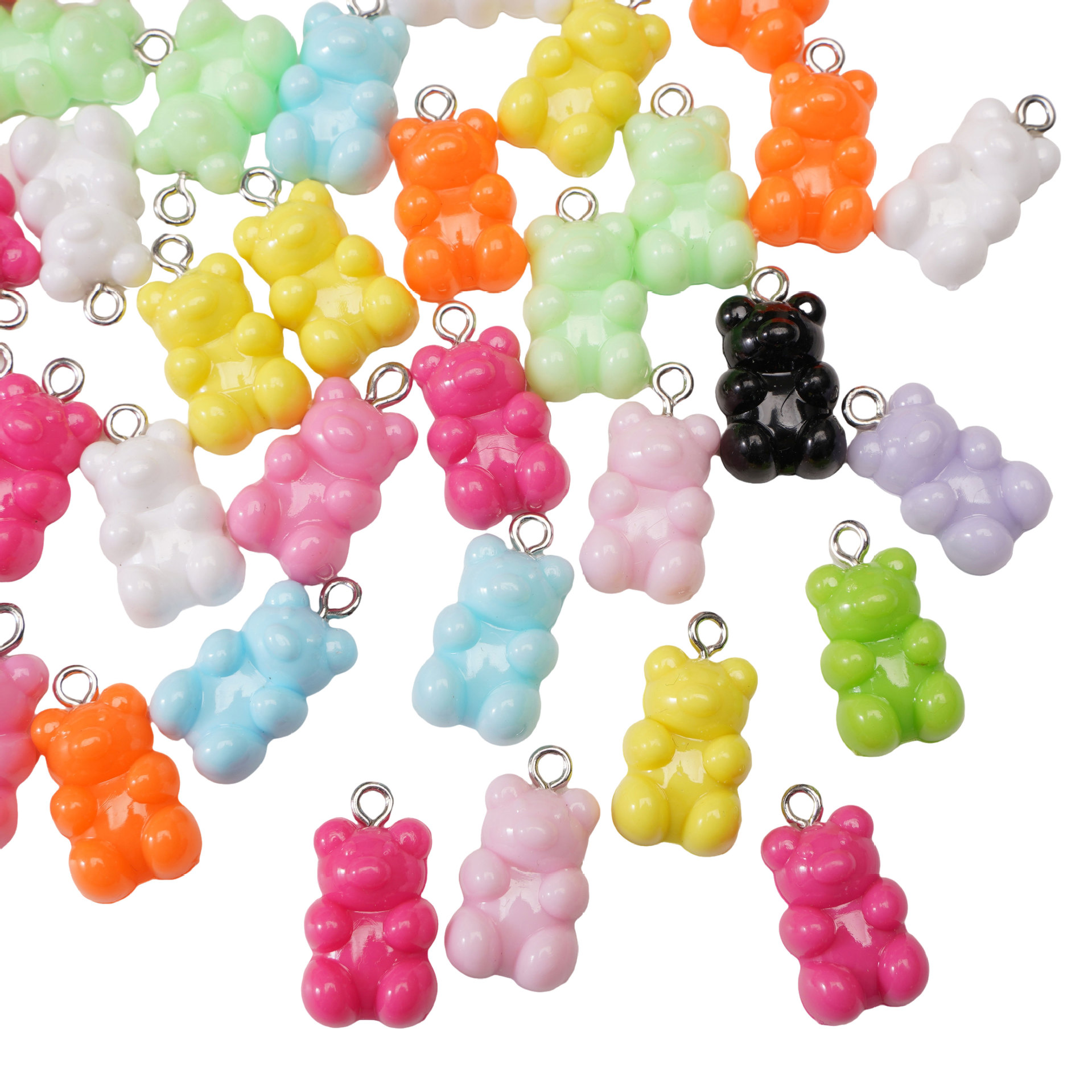Picture of Transparent Candy Color Resin Bear Accessories Handmade DIY Homemade Bracelet Earrings Jewelry Keychain Pendant Material
