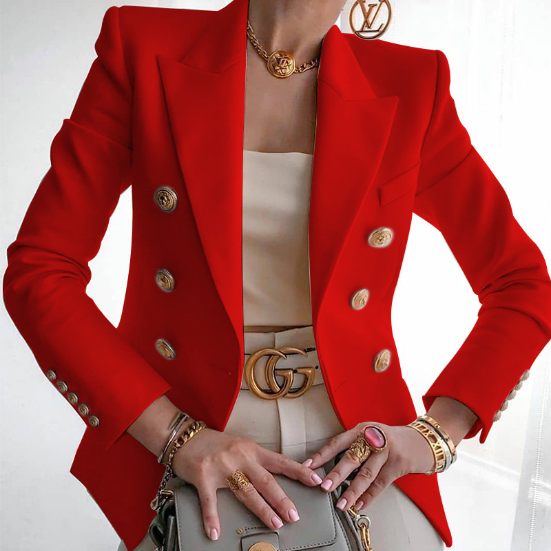 Picture of Fc996 Spot 2025 European and American Amazon Women's Clothing Slim Pure Color Fashion Casual Suit Short Outwear for Women