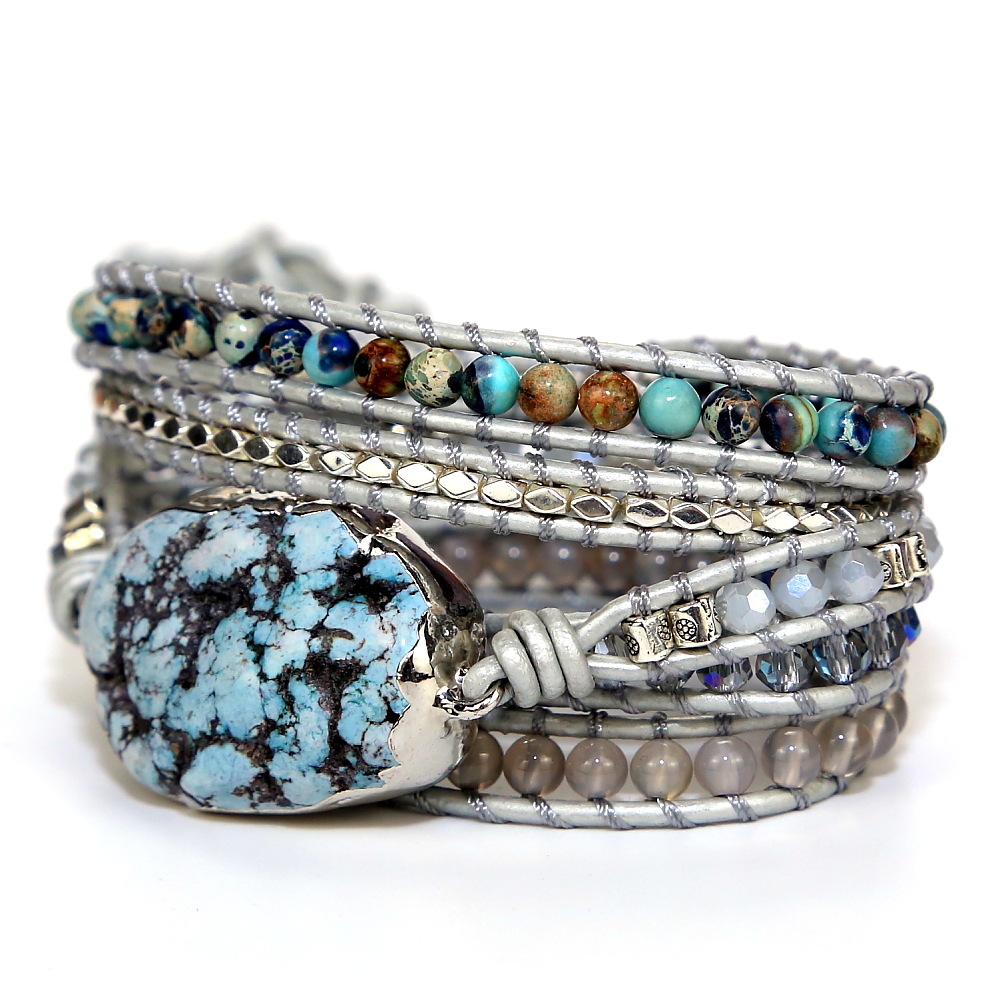 Picture of 2022 Amazon cross-border turquoise hand-woven multi-layer bracelet retro style bracelet for men and women
