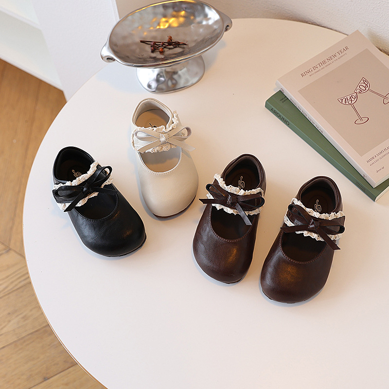 Girls' Leather Shoes, Kidsren's Beanie Shoes, Fashionable Bow Girls' Princess Shoes, Spring & Fall New Baby Shoes