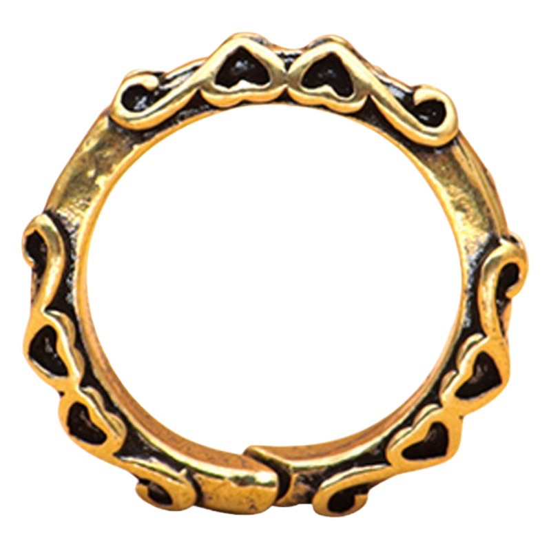 Circles run in time ring ins style does not fade niche brass carved Tang grass antique jewelry stall wholesale