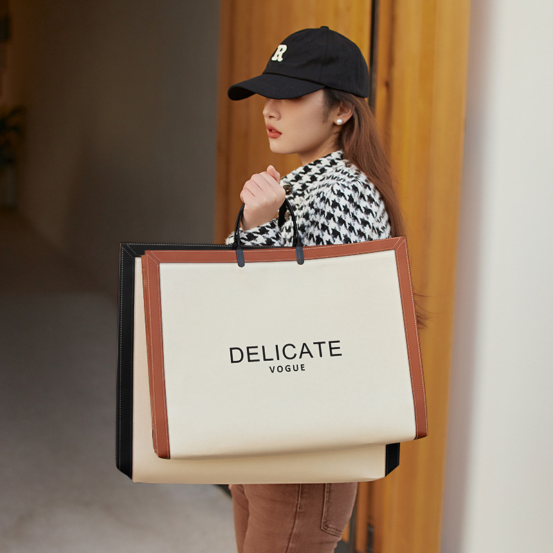 Non-Woven Bag Handbag Custom Logo Advertising Clothes Environmentally Friendly Women's Clothing Popular Large Clothing Bag Customization