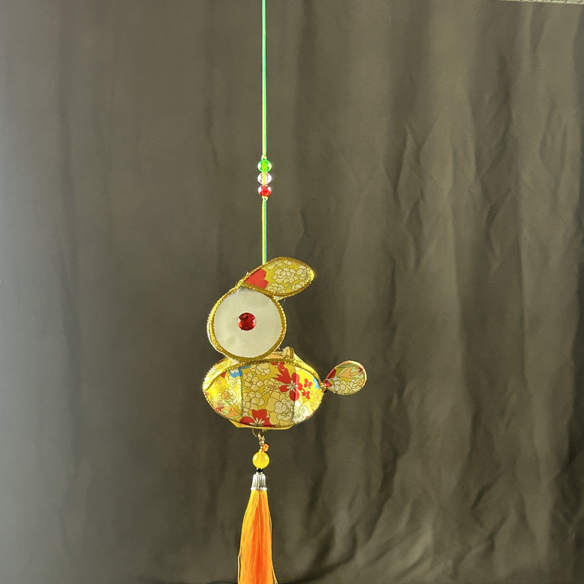 Picture of Traditional Handmade Lanterns for Spring Festival Lantern Festival Portable Iron Silk Cloth Luminous Mini Rabbit Lantern