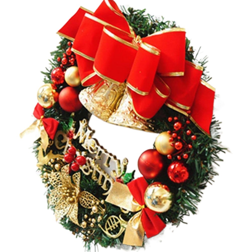 Picture of New 30cm Christmas wreath door hanging Christmas rattan decorations Christmas rattan ring 40cm50cm60cm