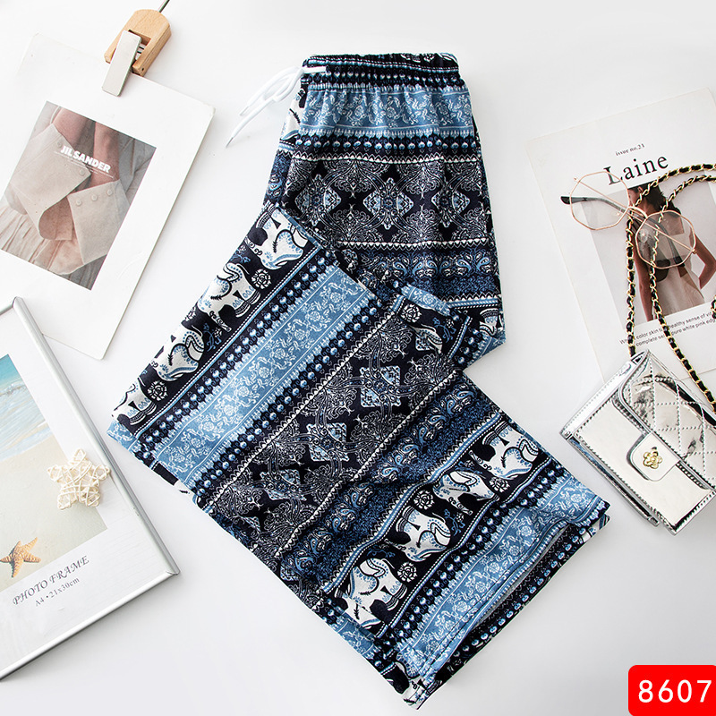 Picture of Summer Women's Ice and Snow Silk Pants Middle-aged and Elderly Loose Casual Home Pants Thin Pants for Mothers