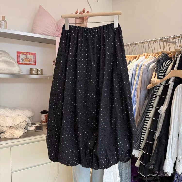 Korean-style plus size women's spring clothing loose-fit high-waist polled puffy skirt women's summer Korean-style high-end dress