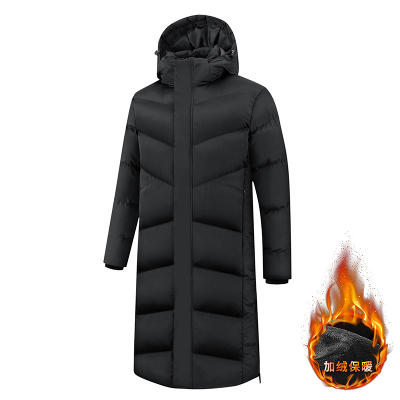Autumn and Winter Outdoor Warm Cotton Coat Mid-length fleece-lined Windproof and Waterproof Down Jacket Over-knee Cotton Coat for Men and Women