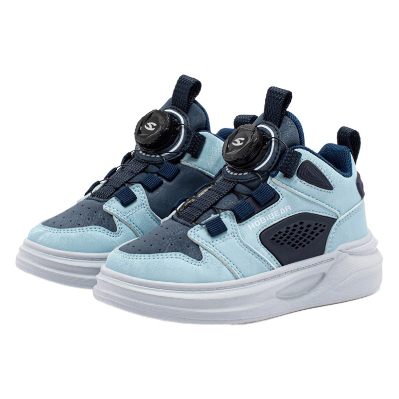 Habib bear leather autumn children's shoes rotating buckle board shoes boys sneaker girls running shoes white shoes a generation of hair