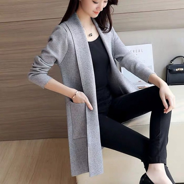 Picture of Mid-length sweater coat women's sweater cardigan 2023 Spring and Autumn new women's Korean style loose solid color top fashion