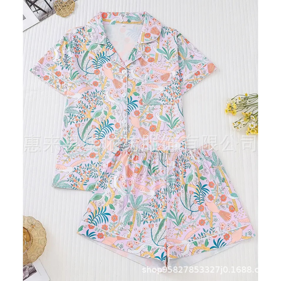 New pajamas sweet and cute digital printed short sleeve home clothes suit 2024 autumn new printed POD custom