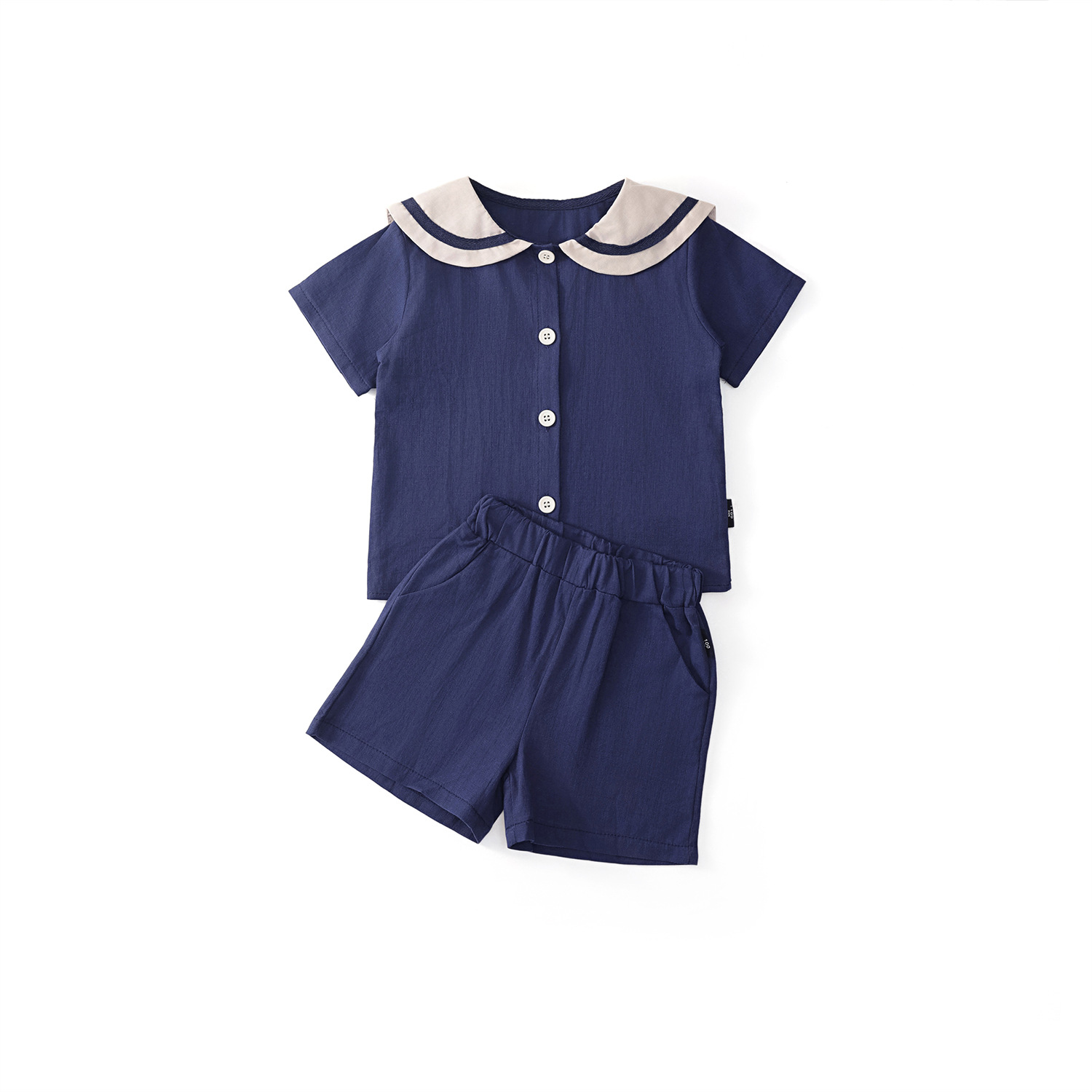 Picture of Mdd Small and Medium-Sized Children's Boys and Girls 2024 Summer New Nautica Style Cotton and Linen Short-Sleeved Shorts Suit Sister and Brother Outfits Export