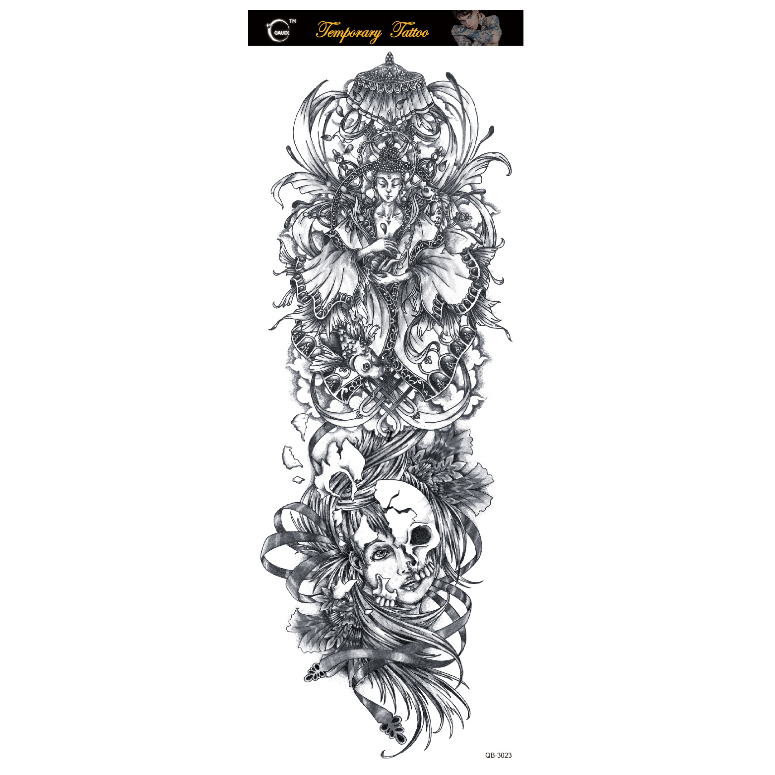 Picture of Large Flower Arm Tattoo Sticker Full Arm Waterproof Tattoo Temporary 400 Optional Full Arm Tattoo Sticker