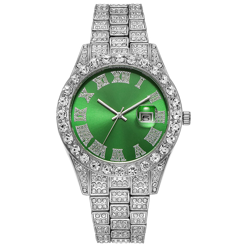 Picture of Hiphop Watch European and American Explosions Men's Steel Band Hip Hop Roman Graduated Diamond Set Calendar Men's Quartz Watch