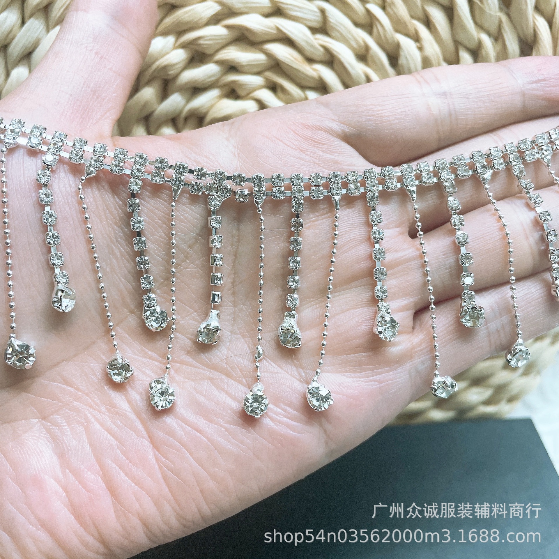 in stock Rhinestone Tassel silver Code Chain Pearl Diamond Chain Welding Claw Chain Performance Clothing Dress DIY Headwear Decorative Chain