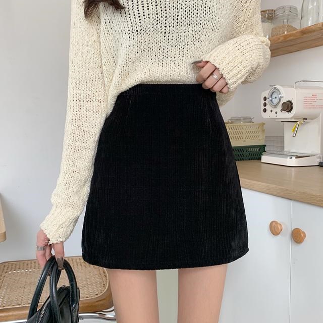High Waist Skirt Women's Spring 2021 New Korean Style Black Slimming All-match A- line Skirt Hip Short Skirt