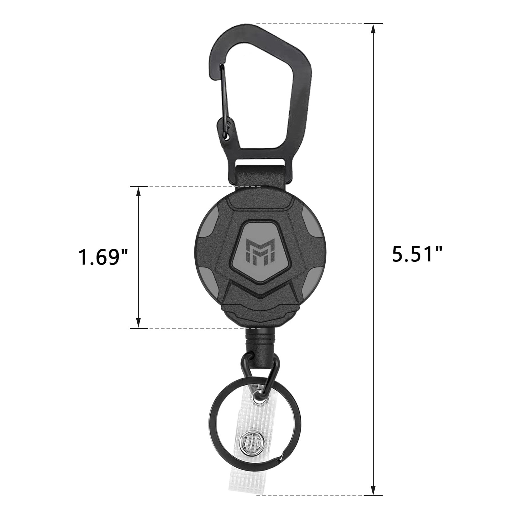 Picture of Black Round Outdoor Mountaineering Easy-Pull Buckle Wire Rope Anti-Lost and Anti-Theft Key Pendant Draft Elastic Telescopic Keychain