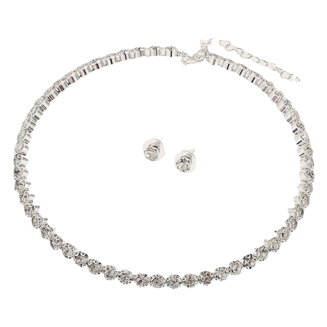 Explosions Korean Bride Shining Rhinestone Jewelry suit Round Full Diamond Bracelet Earrings Necklace Three-Piece Set N5694