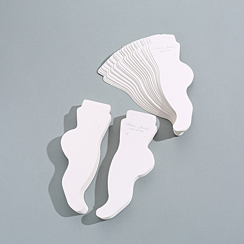 Factory in stock popular anklet jewelry packaging card simple foot shape label white cardboard exhibition batch paper card hair