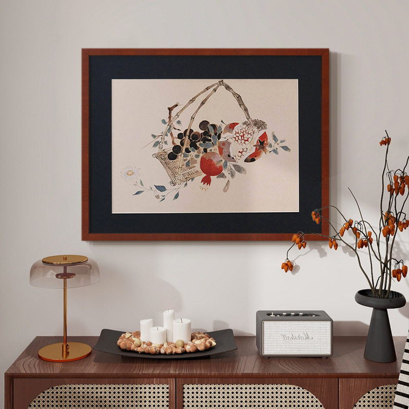 Harvest New Chinese Hanging Painting Pomegranate Good Meaning Still Life Advanced Art Tea Room National Style Zen Feng Shui Decorative Painting
